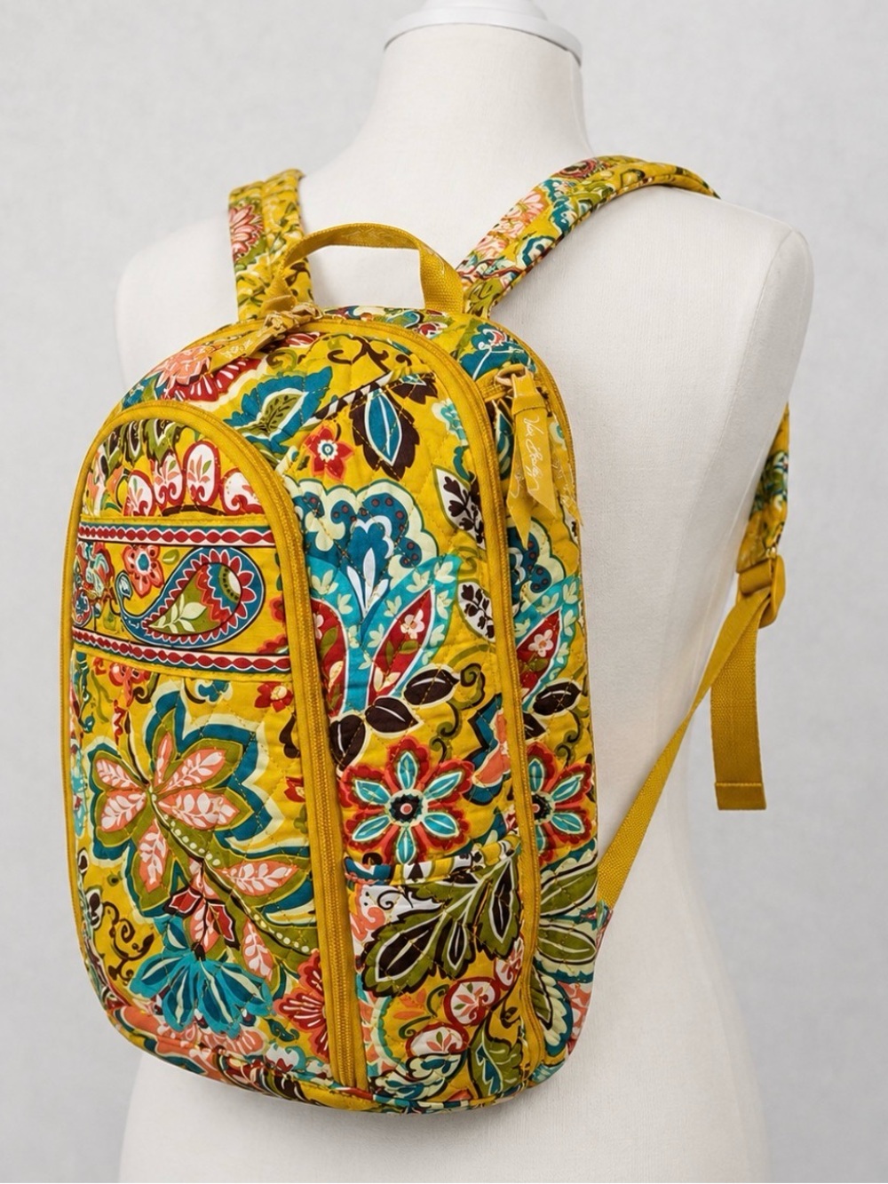Vera Bradley Yellow Quilted Organizer, Laptop or baby backpack w/ blanket